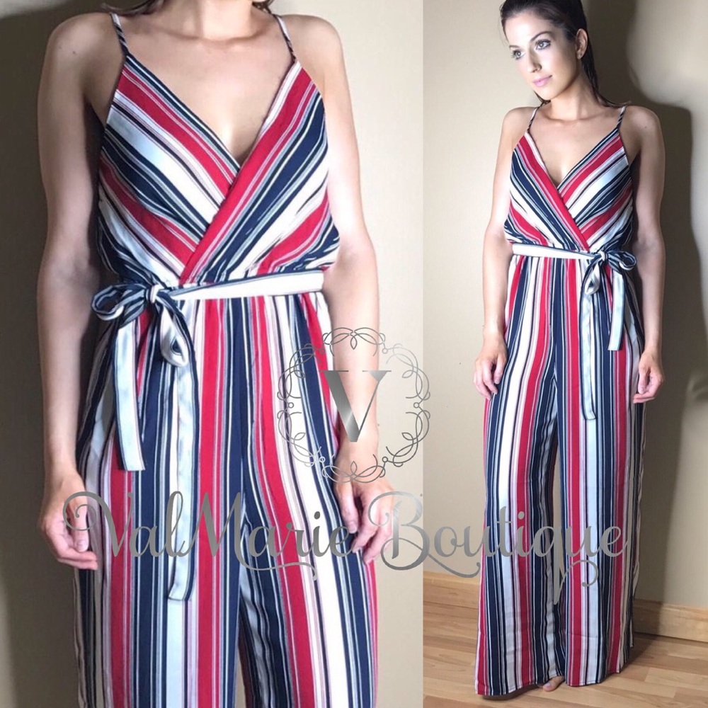 Patriotic Striped Jumpsuit - Picture 1 of 6